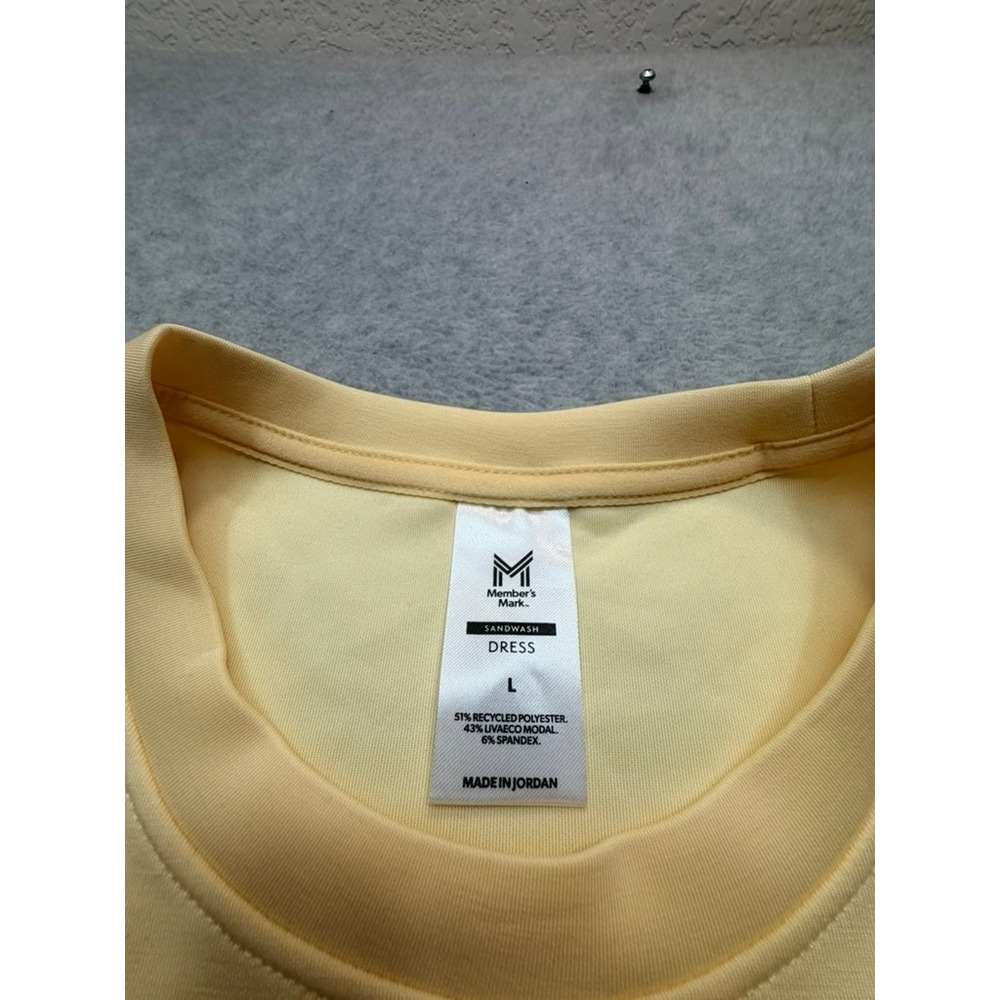 Members Mark Sandwash Dress Pale Yellow Short Sleeve T-Shirt Shift L NWT - Picture 5 of 7